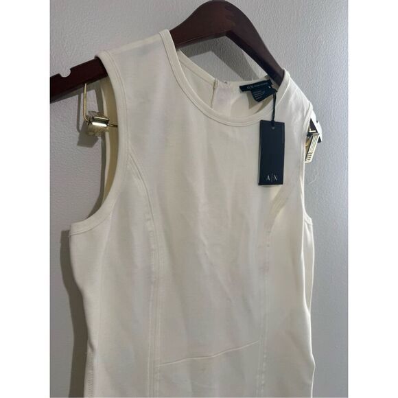 NWT Armani Exchange Women’s White Sleeveless Dress Size Medium Sleeveless Zipper - Picture 2 of 10